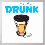 Foamy Beer Drunk Glass Print