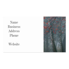 Fog in Autumn Forest with Red Leaves Business Card
