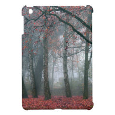 Fog in Autumn Forest with Red Leaves iPad Mini Covers