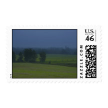 foggy field postage stamp