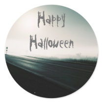 Foggy highway halloween stickers