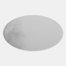 Foggy Lake Shoreline View BW Oval Stickers