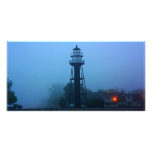 Foggy Mid Pier Lighthouse Photo Card