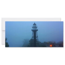 Foggy Mid Pier Lighthouse Personalized Rack Card