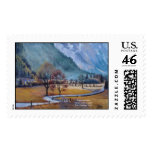 Foggy mountains, Foggy mountains. Acrylic paint... Stamps