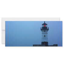 Foggy North Pier Lighthouse Full Color Rack Card