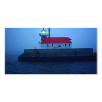 Foggy South Pier Lighthouse Photo Card Template
