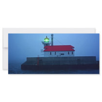 Foggy South Pier Lighthouse Rack Card Design