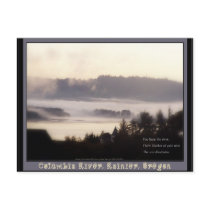 foggy sunrise Columbia River Rainier Oregon 2 Postcards