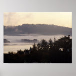 foggy sunrise over the Columbia River Poster