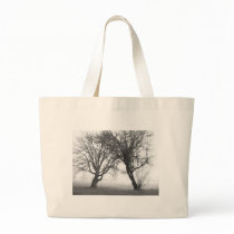 Foggy Trees Black & White Canvas Bags