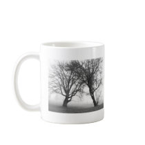 Foggy Trees Black & White Coffee Mug