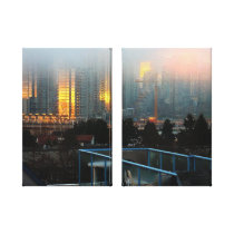 Foggy Vancouver Sunrise From Fairview Slopes Gallery Wrapped Canvas