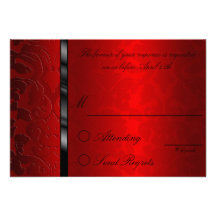 Foil Damask Red  Reply Card Personalized Invites