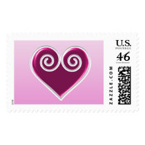 Foil Pink Heart Postage Stamps