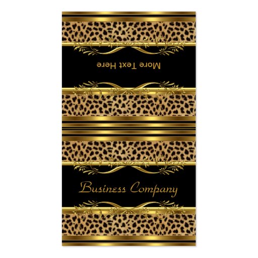 Fold Over Classy Gold Black Leopard Animal Print Business Cards (front side)