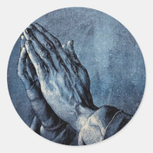 Folded Hands Prayer - Durer Round Stickers
