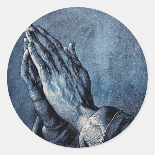 Folded Hands Prayer Durer Round Stickers