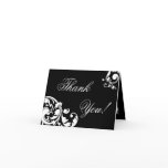 Folded Thank you Card Black White Floral Filigree