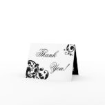 Folded Thank you Card Black White Floral Filigree