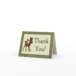 Folded Thank You Card Forrest Animal Owl Deer Bird