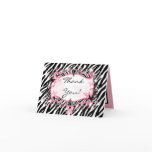 Folded Thank you Card Girly Butterfly Zebra Print