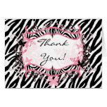 Folded Thank you Card Girly Butterfly Zebra Print cards