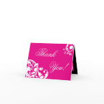 Folded Thank you Card Hot Pink Floral Filigree