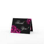 Folded Thank you Card Hot Pink Floral Filigree