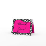 Folded Thank you Card Hot Pink Zebra Print