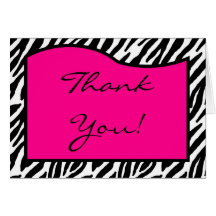 Folded Thank you Card Hot Pink Zebra Print