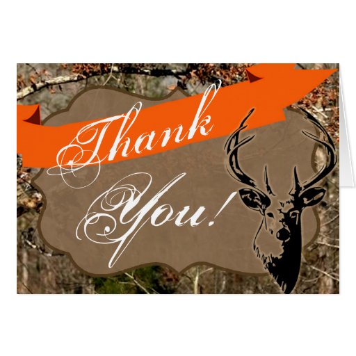 Folded Thank You Card Hunting Deer Buck Head Camo | Zazzle