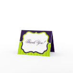 Folded Thank you Card Lime Green & Purple Stripe