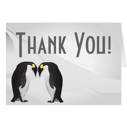 Folded Thank You Card Penguins Mate for Life Gray | Zazzle