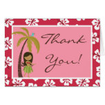 Folded Thank you Card Pink Hawaiian Luau Tropical cards