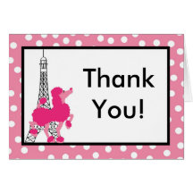 Folded Thank you Card Pink Poodle Paris Eiffel