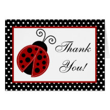 Folded Thank you Card Red Ladybug