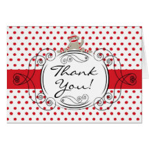 Folded Thank You Card Red Polkadot Sock Monkey Toy