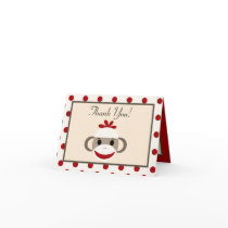 Folded Thank you Card Red Sock Monkey