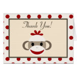 Folded Thank you Card Red Sock Monkey cards