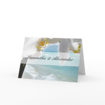 Folded Wedding Invitation, Aqua Beach Orchid Card
