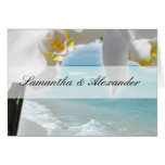 Folded Wedding Invitation, Aqua Beach Orchid cards