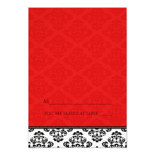 Folding Tent Red Damask Place Cards Announcements