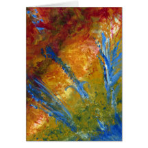 Foliage Abstract Red Blue Green Greeting Card