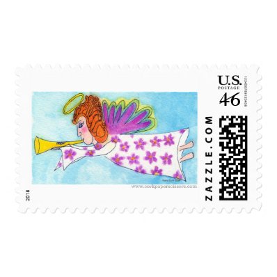 Folk Art Angel Postage Stamp
