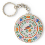 Folk Art Bird and flowers Key Chain