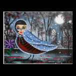 FOLK ART Bird Lady BY LORI EVERETT postcard postcards