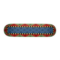 Folk Art Blue Red Green Skate Deck