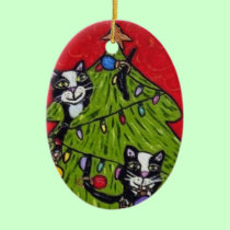 Folk Art Cats Christmas Tree ornaments