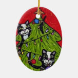 Folk Art Cats Christmas Tree Ornament